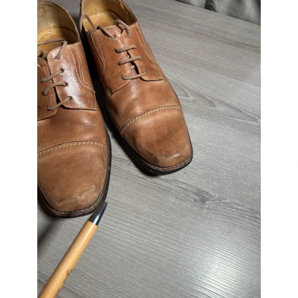 Sandro Moscoloni Mens 11M Tan‎ Leather Cap Toe Oxford Dress Shoes Lace Up Brown